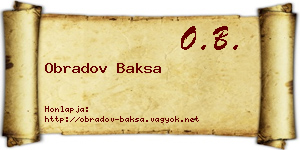 Obradov Baksa névjegykártya
